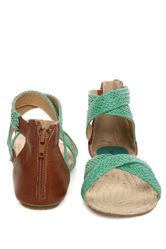 City Classified Fazan Teal Braided Flat Sandals