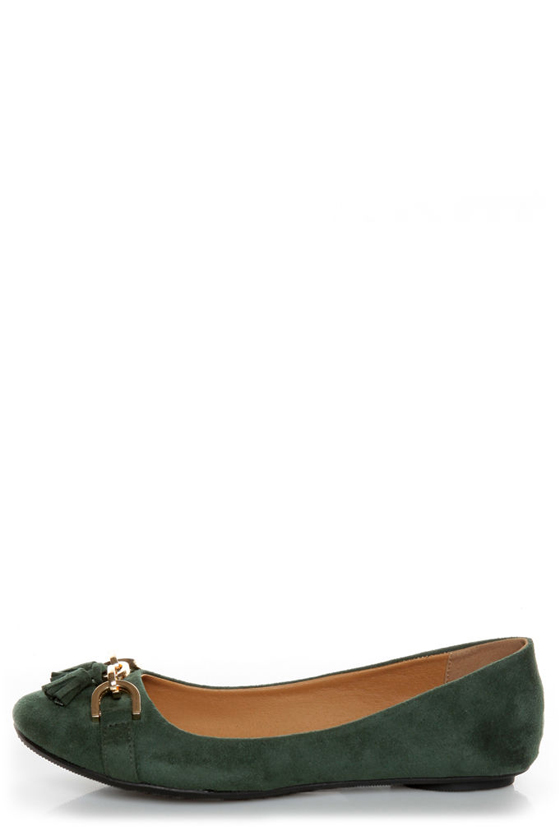 City Classified Hi Green Tassel Ballet Flats