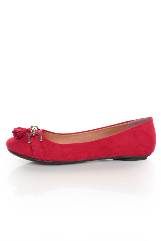 City Classified Hi Lipstick Red Tassel Ballet Flats