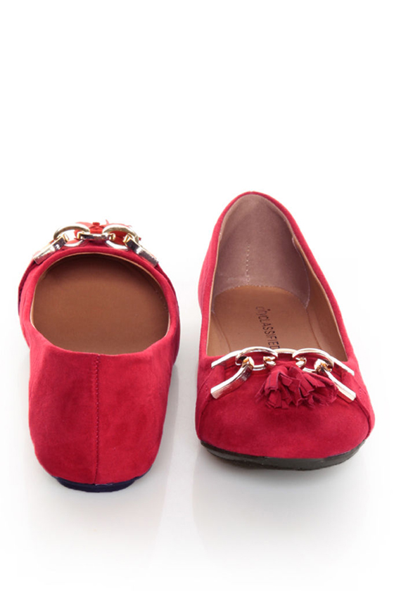City Classified Hi Lipstick Red Tassel Ballet Flats