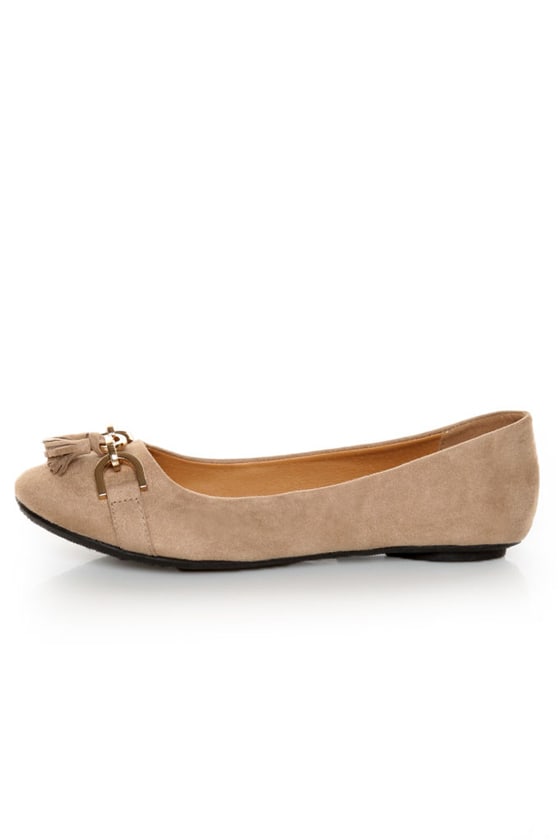City Classified Hi Taupe Tassel Ballet Flats - $20.00 - Lulus