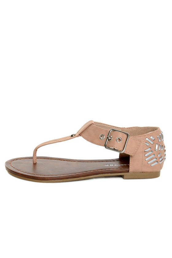 City Classified Jane Nude Heel Flair Thong Sandals