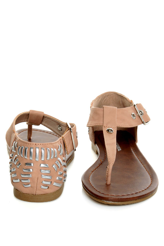 City Classified Jane Nude Heel Flair Thong Sandals