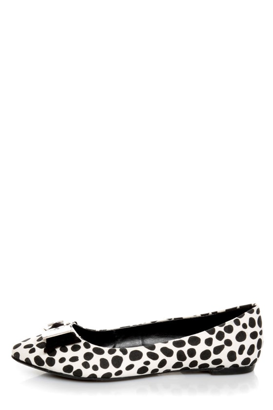 City Classified Kodey Beige and Black Dalmatian Pointed Flats