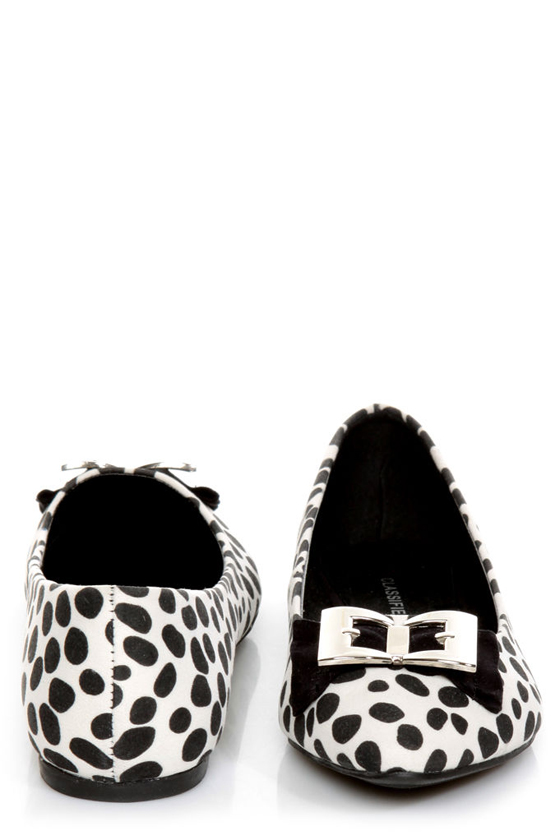 City Classified Kodey Beige and Black Dalmatian Pointed Flats