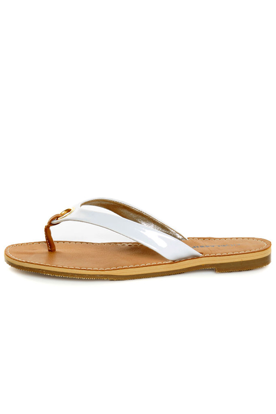 City Classified Micky White Patent Flip-Flop Thong Sandals