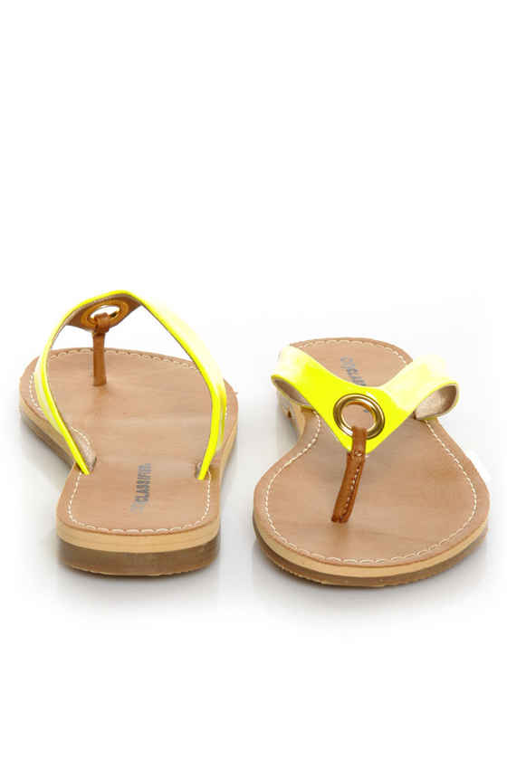 yellow thong heels