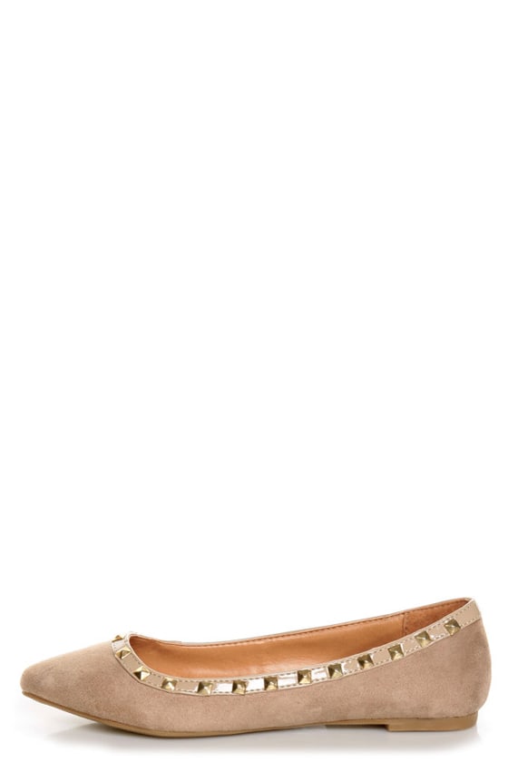 taupe pointed flats