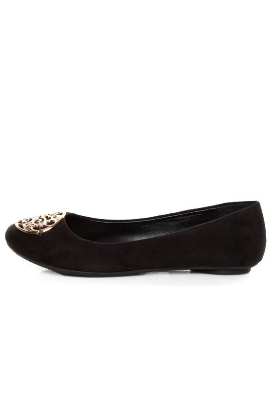 City Classified Quant Black Medallion Ballet Flats