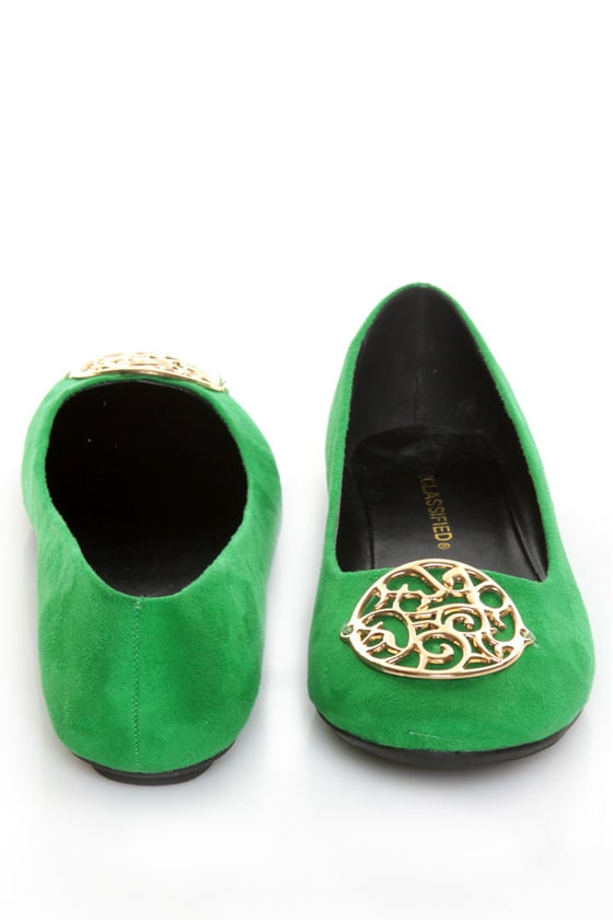 kelly green ballet flats