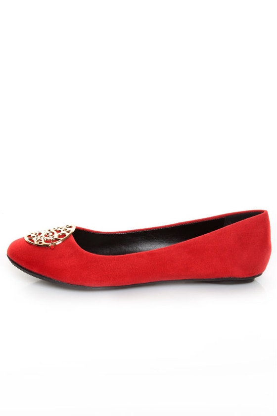 City Classified Quant Red Medallion Ballet Flats - $18.00 - Lulus