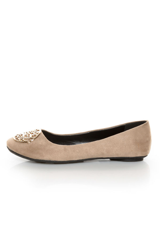 City Classified Quant Taupe Medallion Ballet Flats