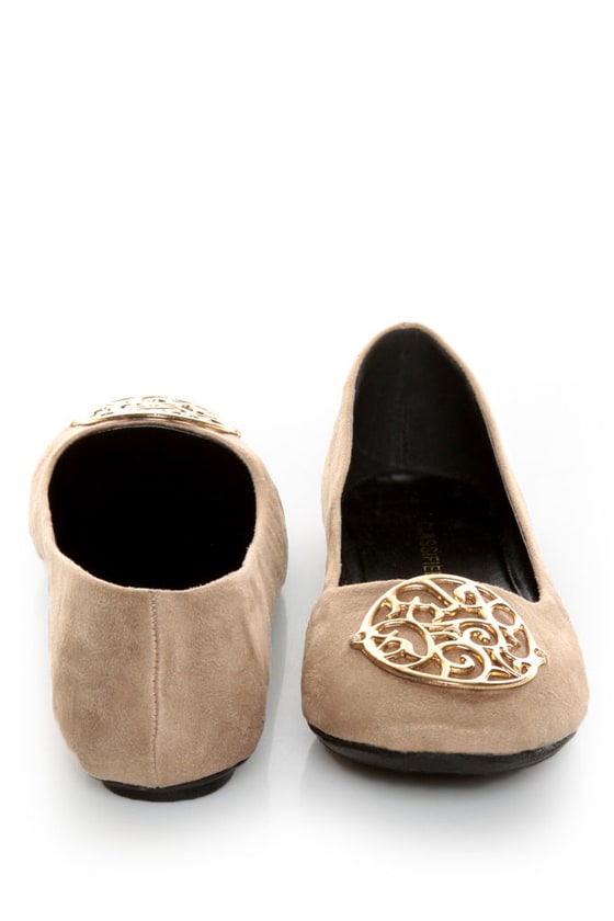 City Classified Quant Taupe Medallion Ballet Flats