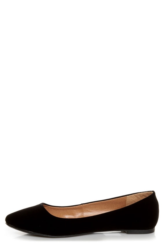 black suede pointed flats