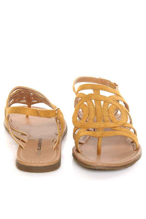 City Classified Tada Mustard Yellow Loopy Strapped Thong Sandals