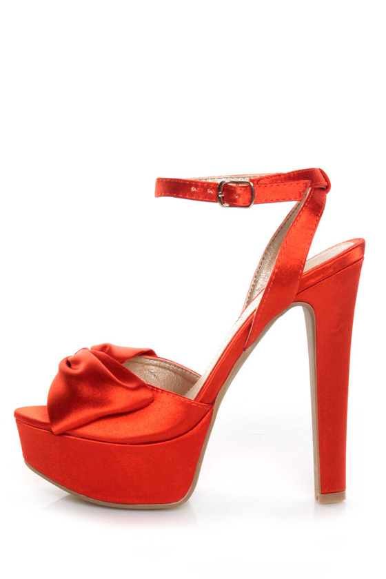 Chinese Laundry Forget You Flame Orange Satin Platform Pumps