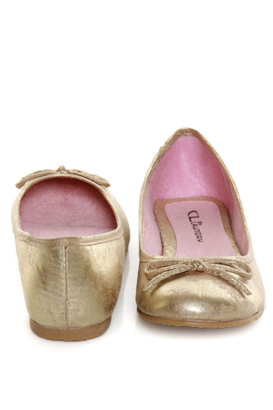 CL by Laundry Get Down Gold Distressed Ballet Flats