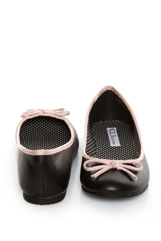CL by Laundry Get Down Hudson Black and Pink Ballet Flats