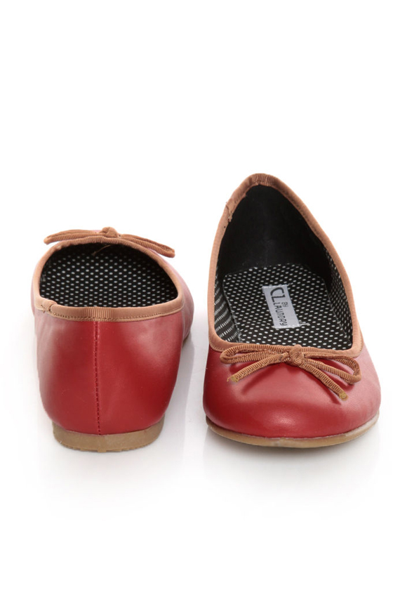 CL by Laundry Get Down Hudson Red and Tan Ballet Flats