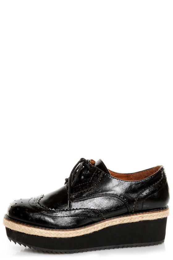 C Label Nata 6 Black Brogue Creeper Platform Oxfords