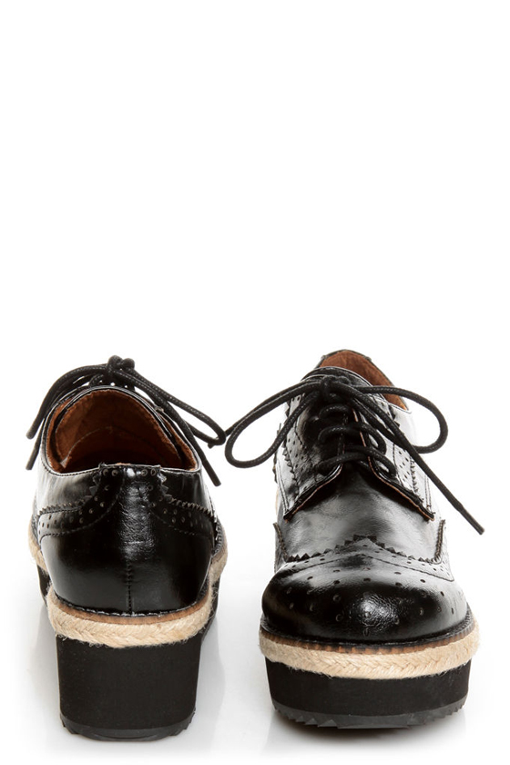 C Label Nata 6 Black Brogue Creeper Platform Oxfords