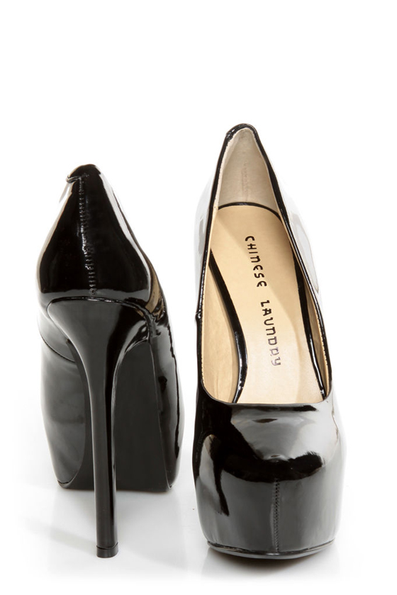 Chinese Laundry Perfect Ten Patent Black Pointed Platform Heels