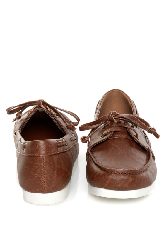 C Label Ponie 4 Brown Boat Shoe Flats
