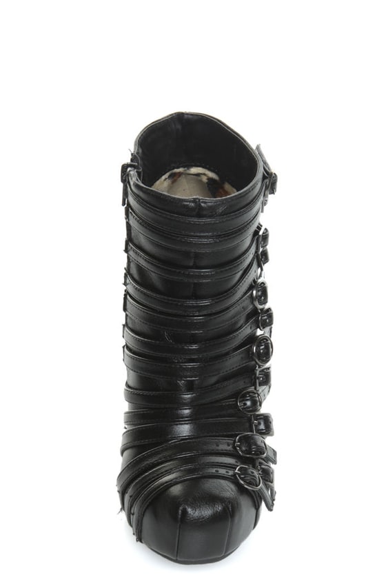 Dollhouse Asra Black Belted High Heel Ankle Boots - $54.00