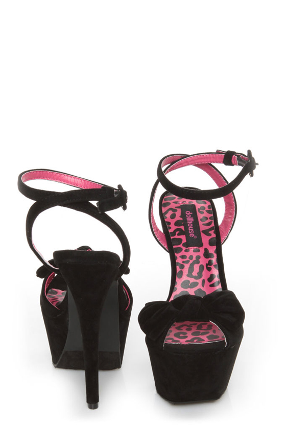 Dollhouse Flaunt Black Peep Toe Platform Pumps