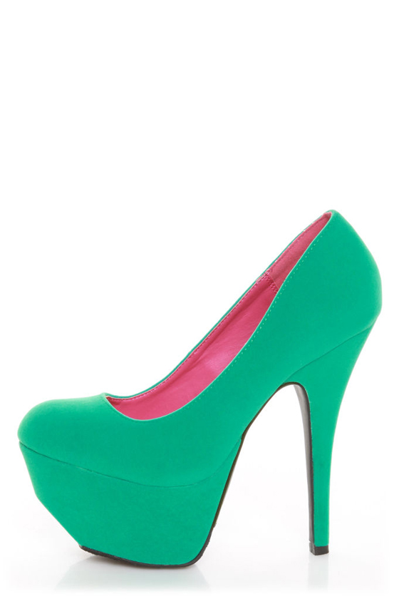 Dollhouse Kammy Sea Green Super Platform Heels