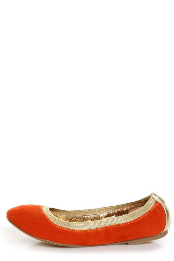 Dollhouse Mystical Orange and Gold Ballet Flats