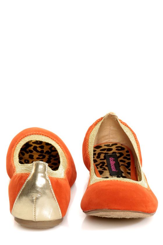 Dollhouse Mystical Orange and Gold Ballet Flats