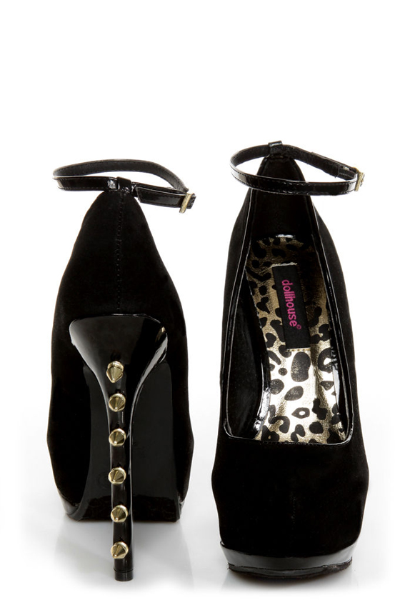 Dollhouse Notorious Black Studded Platform Pumps