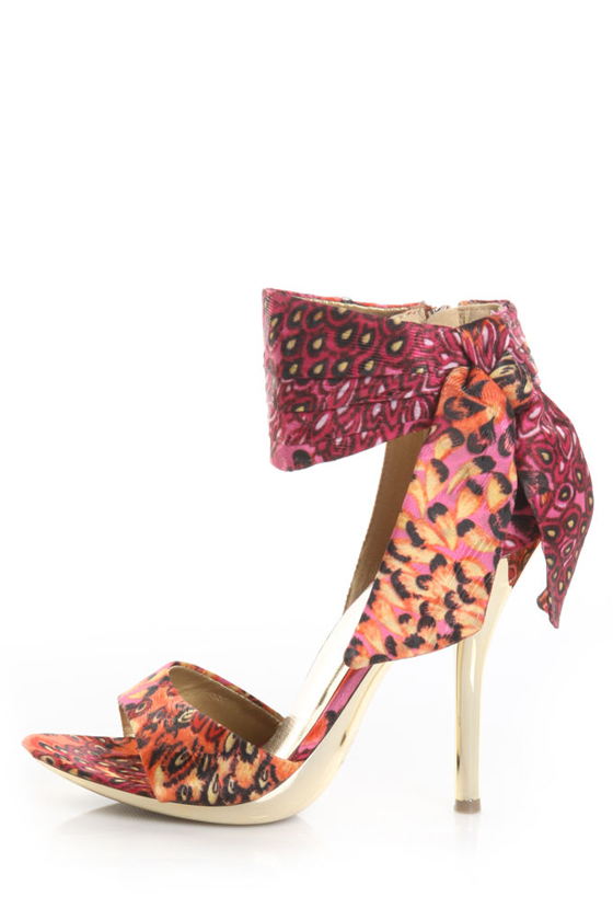 My Delicious Dex Fuchsia Multi Ankle Knot Party Pumps