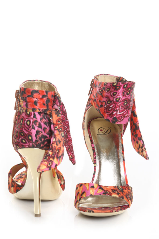 My Delicious Dex Fuchsia Multi Ankle Knot Party Pumps