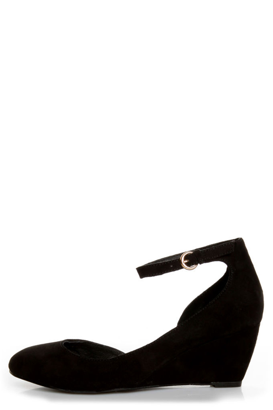 Envy Iris Black Suede D\\\'Orsay Wedges