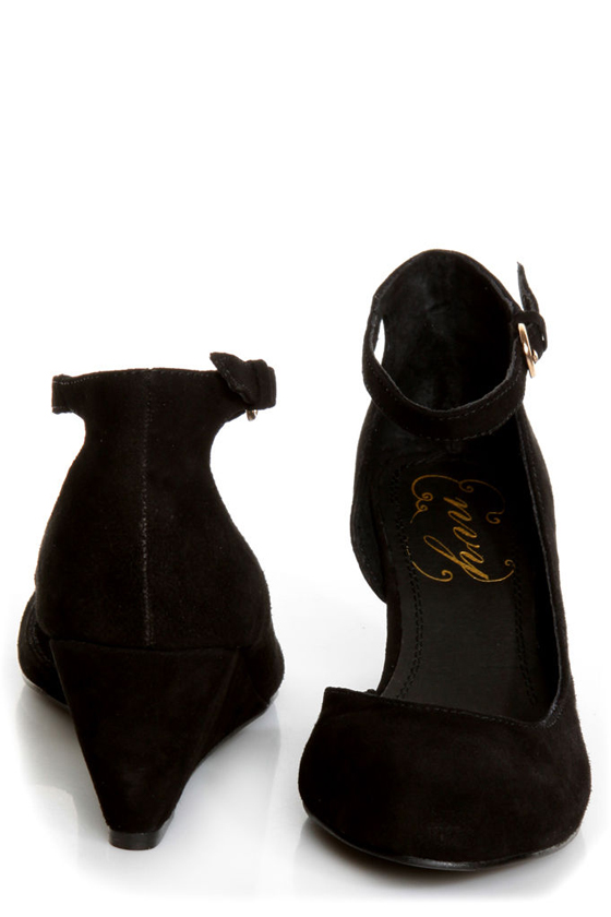 Envy Iris Black Suede D\\\'Orsay Wedges