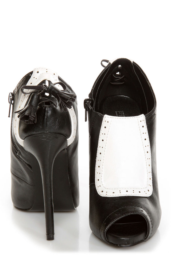 Fiebiger Downtown Black and White Spectator Shootie Heels