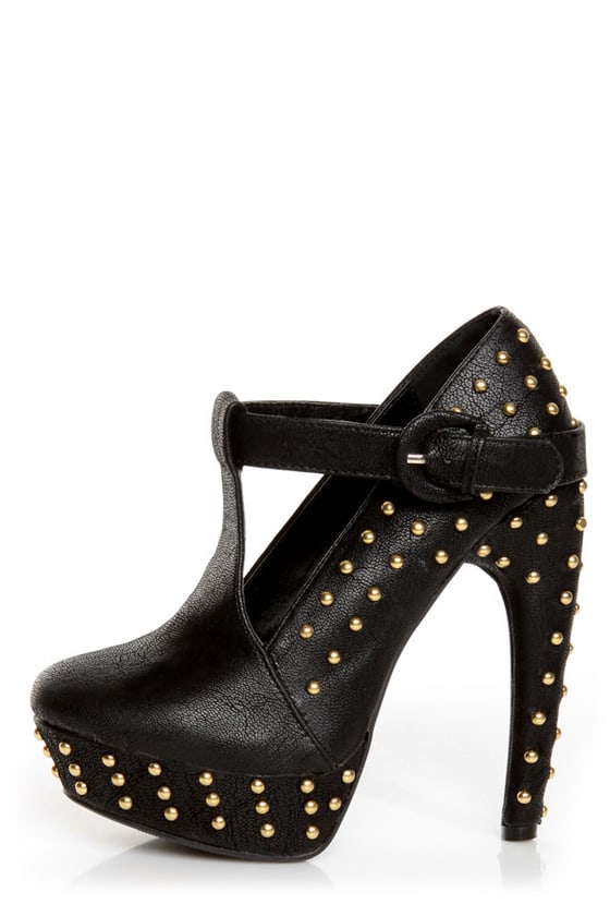 black studded t bar heels