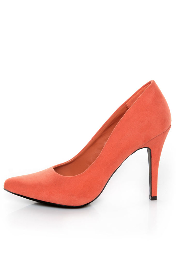 Fahrenheit CR-01 Coral Velvet Pointed Pumps