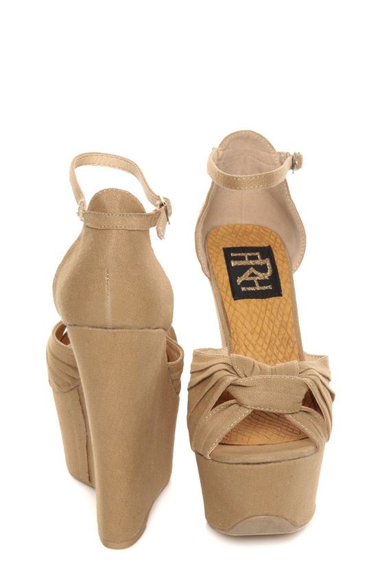 Fahrenheit Janne 06 Camel Knotty Platform Wedges