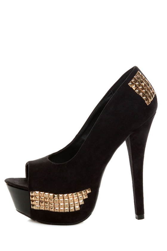 Toi et Moi Nandi 05 Black Suede Studded Platform Pumps