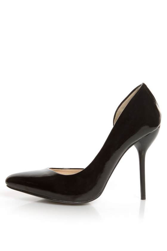 Fahrenheit Zara 01 Black Patent Pointed D'Orsay Pumps