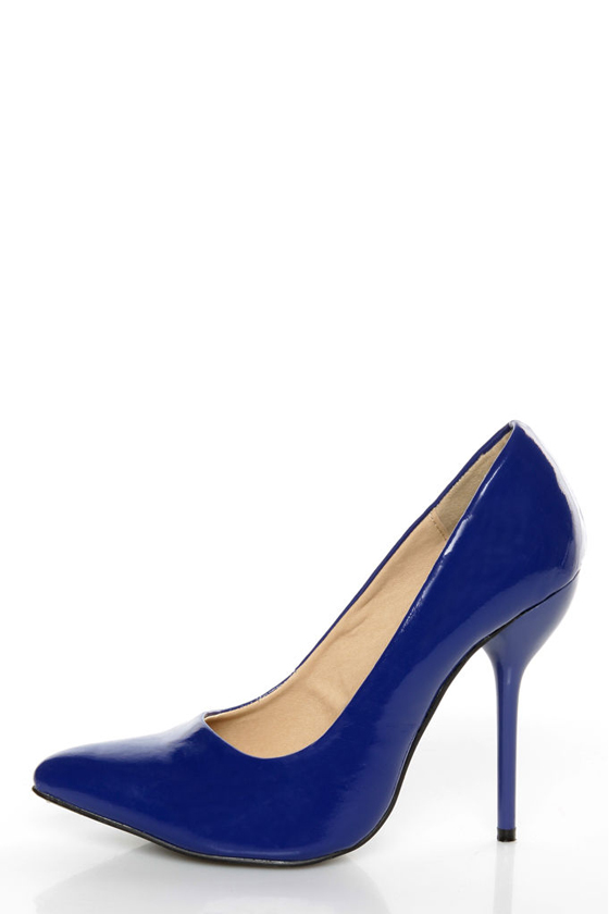Fahrenheit Zara 02 Blue Patent Pointed Pumps
