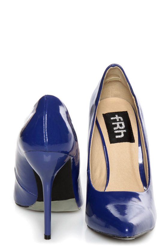 Fahrenheit Zara 02 Blue Patent Pointed Pumps