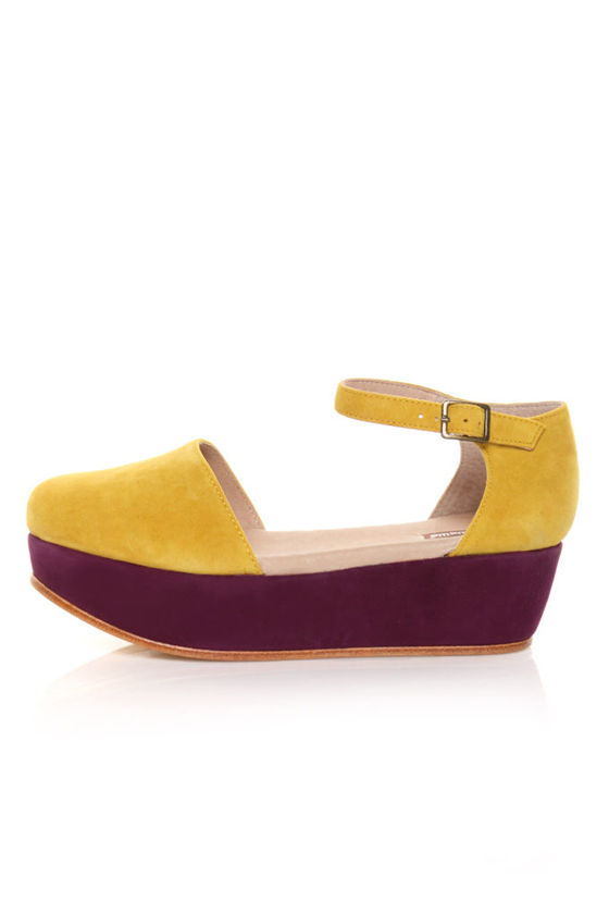 Gee'WaWa Daphne Yellow & Purple Color Block Flatform Platforms