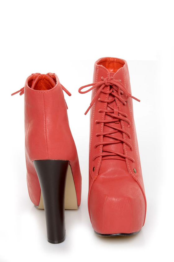 Glaze Victoria 11 Coral Lace-Up Platform Ankle Boots