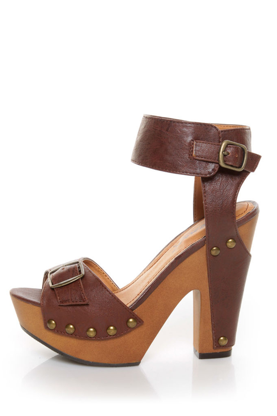 GoMax Jacqueline 19 Dark Brown Buckled Platform Heels