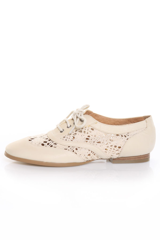 GoMax Mad Men 09 Beige Lace Oxford Flats
