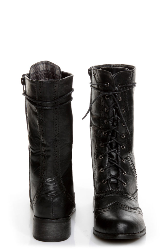 Break 3 Black Brogue Lace-Up Oxford Boots